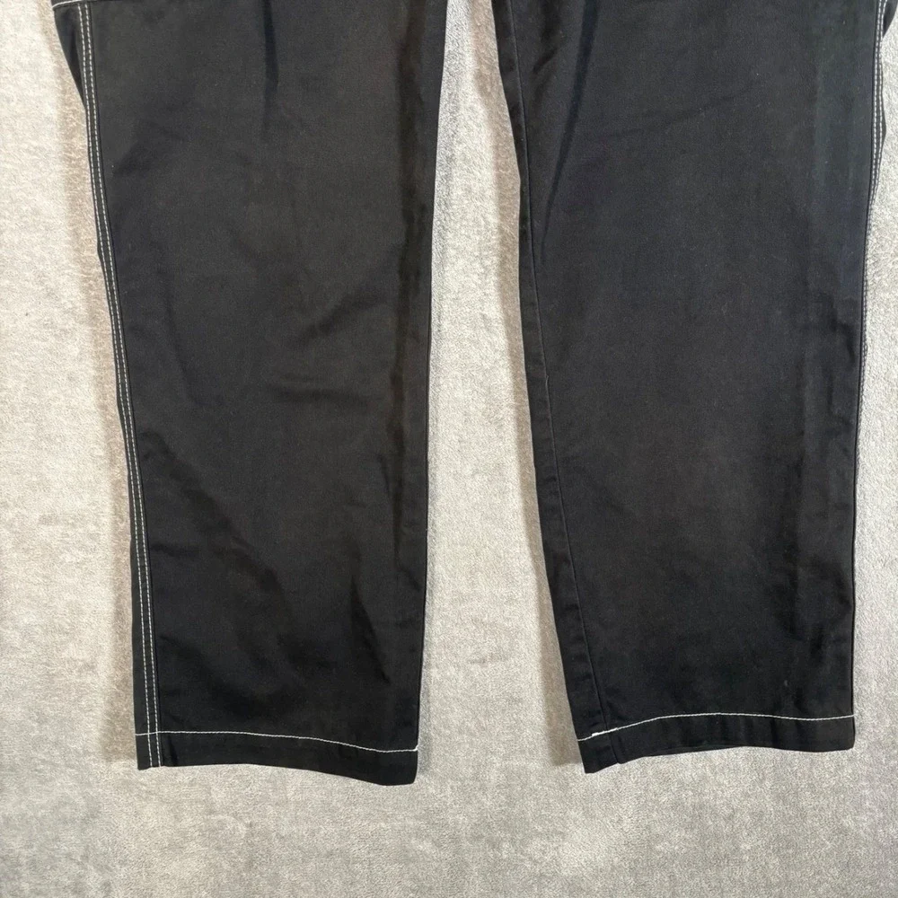 True Religion Mens Black White Contrast Stitch Cargo Pants 36x31 Rave Goth Y2K